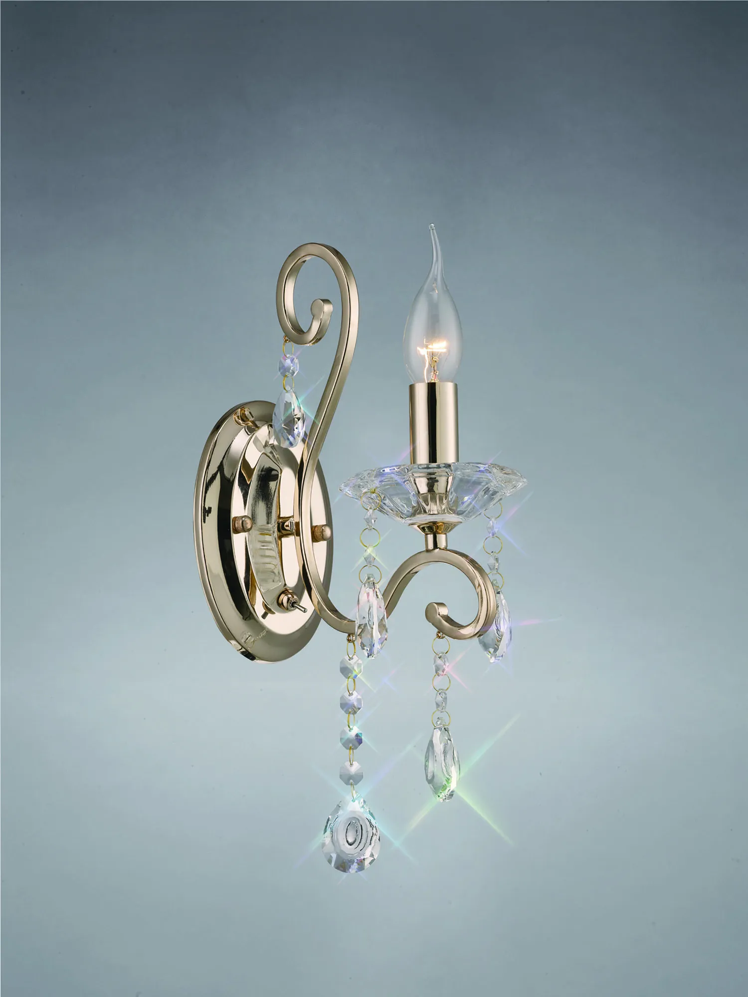 Vela French Gold Crystal Wall Lights Diyas Armed Wall Lights